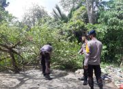 SAR Yon C Pelopor “Sigap” Tebang Pohon Yang Membahayakan Pengguna Jalan