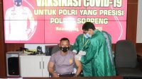 Ratusan Personil Polres Soppeng Ikuti Vaksinasi Covid-19 Tahap Dua Dosis Kedua