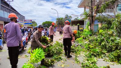 Brimob Bone Tebang Pohon di Sepanjang Jalan M.H. Thamrin, Ada Apa