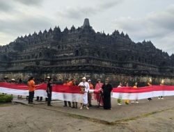 Candi Borobudur ‘Disabuki’ Bendera Merah Putih Sepanjang 1.000 Meter
