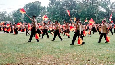 HUT Pramuka di Mertoyudan Dimeriahkan Senam Semafor Massal