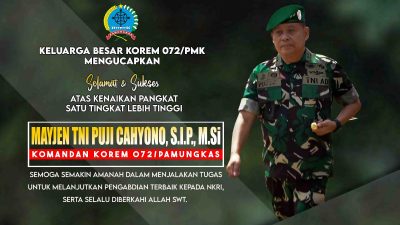 Selamat, Danrem 072/Pamungkas Naik Pangkat Bintang Dua