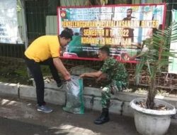 Anggota Koramil 13/Ngampilan Laksanakan Pembersihan Pangkalan