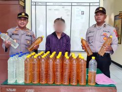 Polsek Grabag Amankan Puluhan Botol Miras Tradisional dan Satu Pelaku