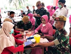 Sinergitas TNI-Polri, Yonarmed 3/NP Turut Donor Darah Sambut Hari Bhayangkara
