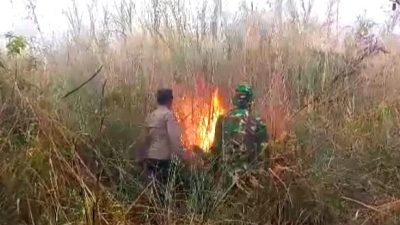 Polsek Srumbung Bersama Koramil dan Petugas Gabungan Berhasil Padamkan Kebakaran Lahan TNGM