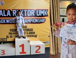 Hebat, Alfarizqi Sabet Emas Piala Rektor UMK Taekwondo Championship