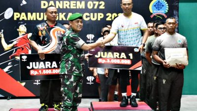 Danrem 072/ Pamungkas Resmi Tutup Kejuaraan Bulu Tangkis