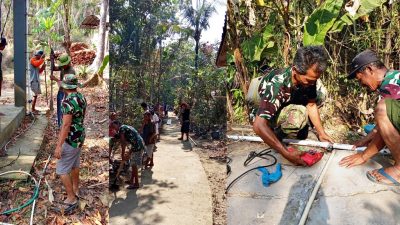 Lancarkan Disdtribusi Air Bersih, Akademi Militer Bantu Paralonisasi di Dawungan Salaman