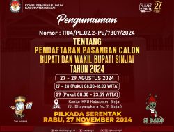 Pengumuman KPU Sinjai: Pendaftaran Calon Bupati dan Wakil Bupati 2024