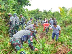 Dansatgas Pamtas Yonarmed 11 Kostrad Pimpin Karya Bakti di Desa Sekaduyan Taka