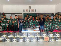 Satgas Pamtas Yonarmed 11 Kostrad dan Tim Gabungan TNI Gagalkan Penyelundupan Ribuan Miras Kemasan