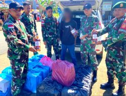 Satgas Pamtas Yonarmed 11 Kostrad Gagalkan Penyelundupan Miras Kemasan di Perbatasan