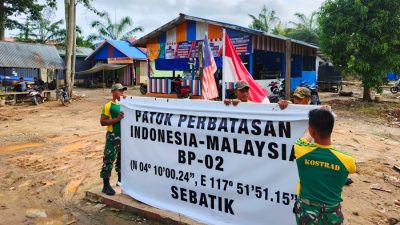 Satgas Pamtas Yonarmed 11 Kostrad Rawat Patok Batas Negara