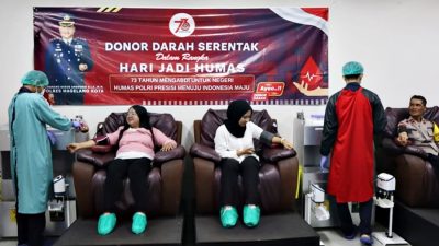 Awak Media Online Partisipasi Donor Darah HUT ke-73 Humas Polri