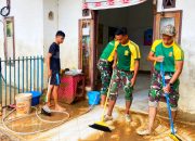 Pasca Banjir, Satgas Pamtas Yonarmed 11 Kostrad Laksanakan Karya Bakti