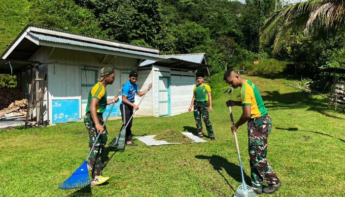 Satgas Pamtas Yonarmed 11 Kostrad Laksanakan Karya Bakti di Tau Lumbis