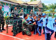 Satgas Pamtas Yonarmed 11 Kostrad Terima Kunjungan Anak-Anak PAUD Tunas Mulia
