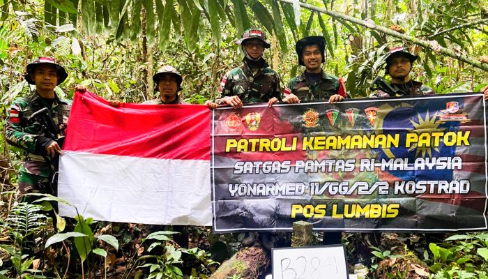 Jaga Kedaulatan, Satgas Pamtas Yonarmed 11 Kostrad Perkuat Patroli Perbatasan