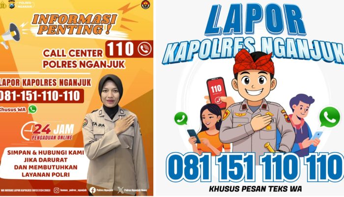 Polres Nganjuk Kampanyekan Layanan Call Center 110 dan WA Lapor Kapolres 